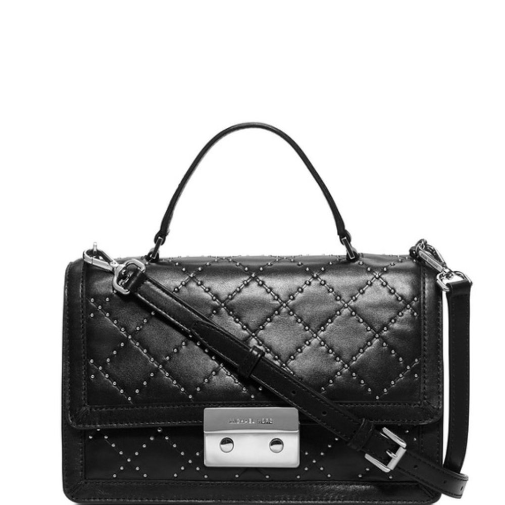 Michael Kors Micro Callie Medium Black Quilted Leather Handbag Bag Purse NEW